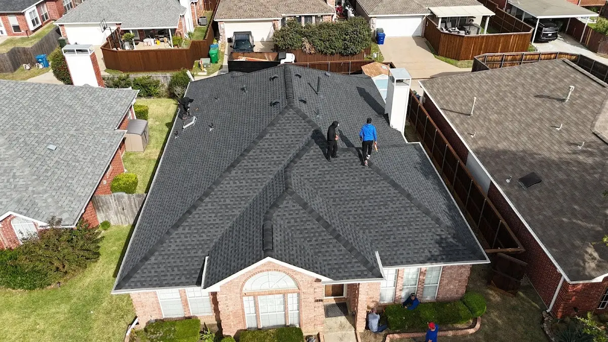 Slate & Tile Roof Repair work in progress on a Harlingen property